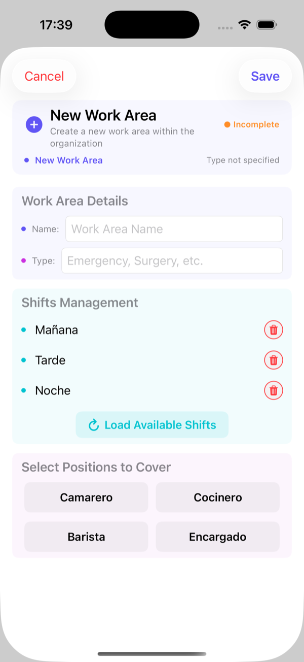 Creating an area with its roles in Sonnical