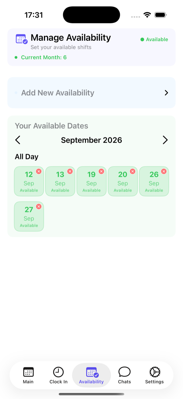 Their available days for the month.