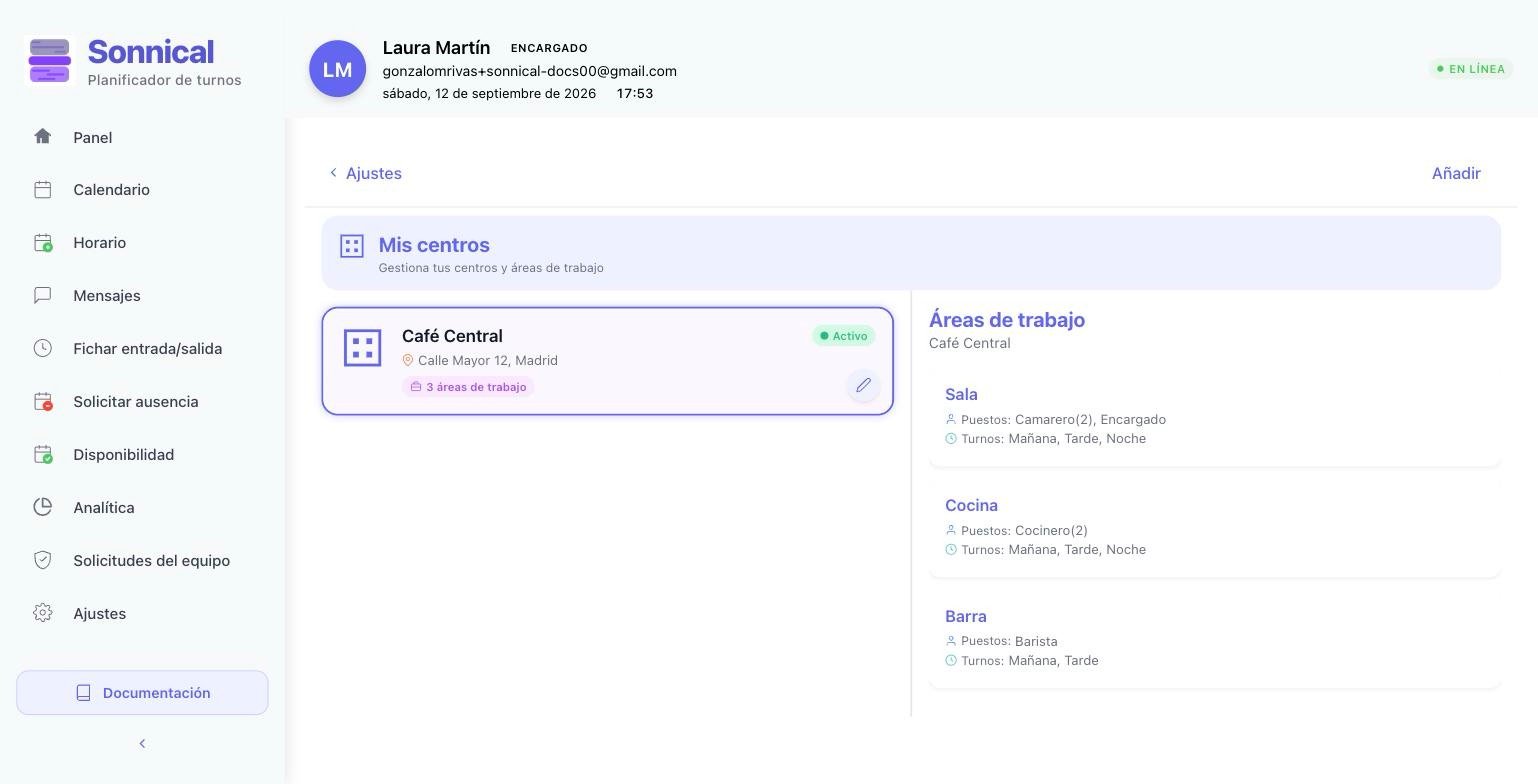 En la web: centros y áreas.
