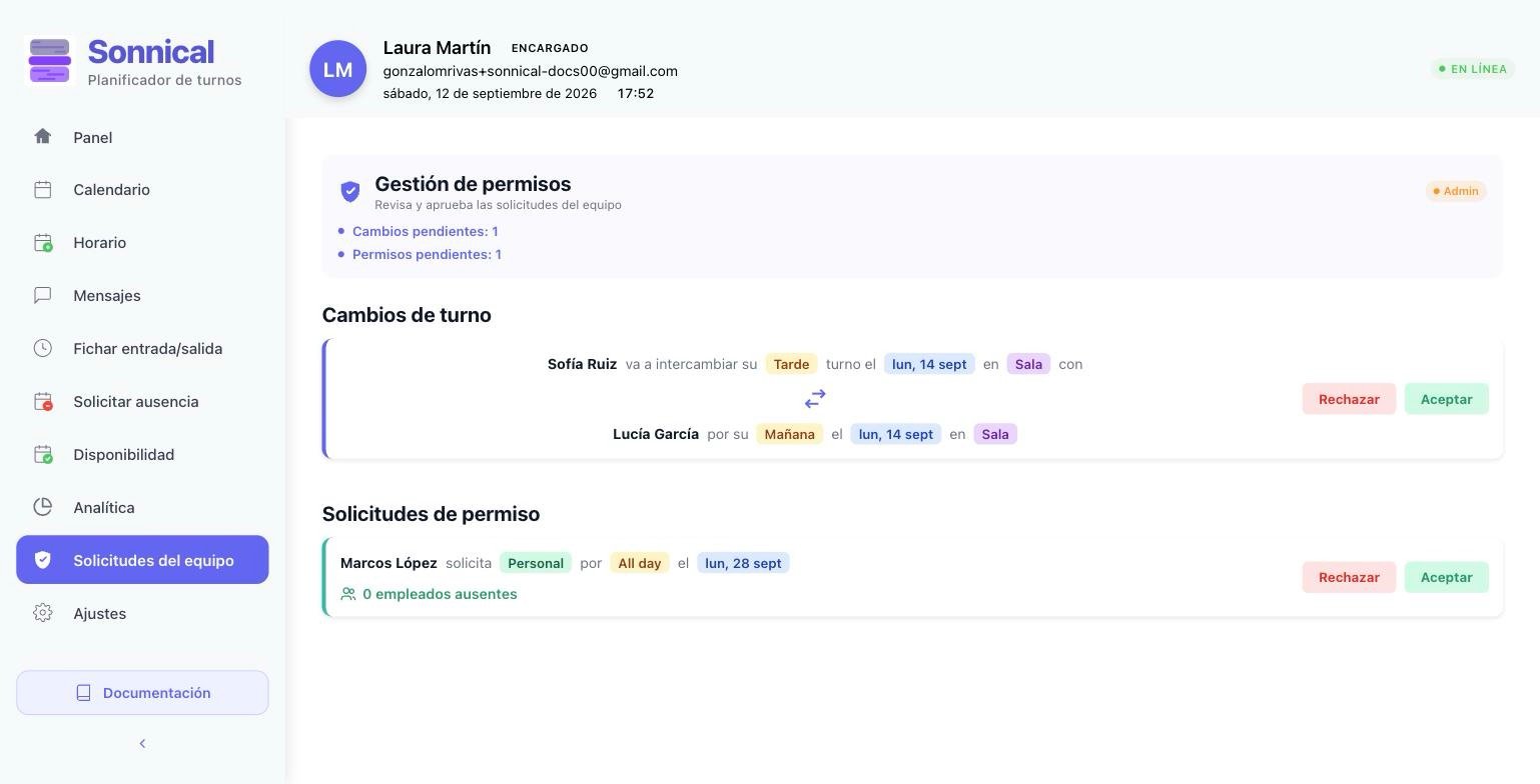 En la web: Solicitudes del equipo.