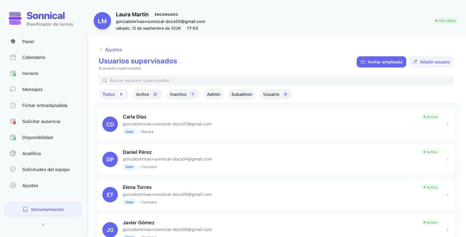 La misma gestión en la web.